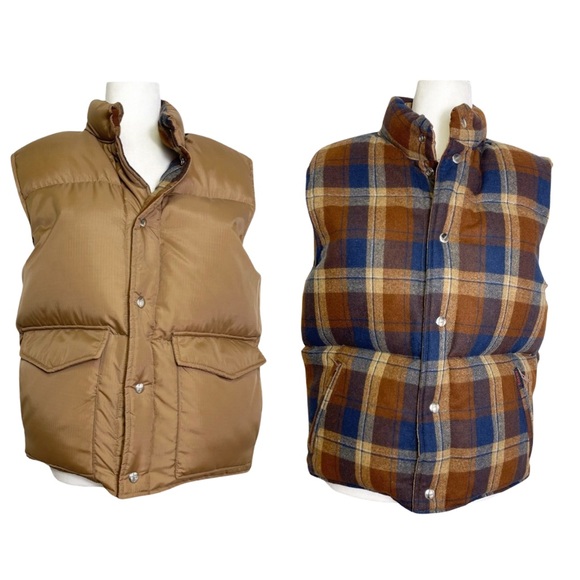 Argus Sportswear Jackets & Blazers - Vintage Argus Sportswear Reversible Puffer Vest Unisex Plaid Tan Size Medium